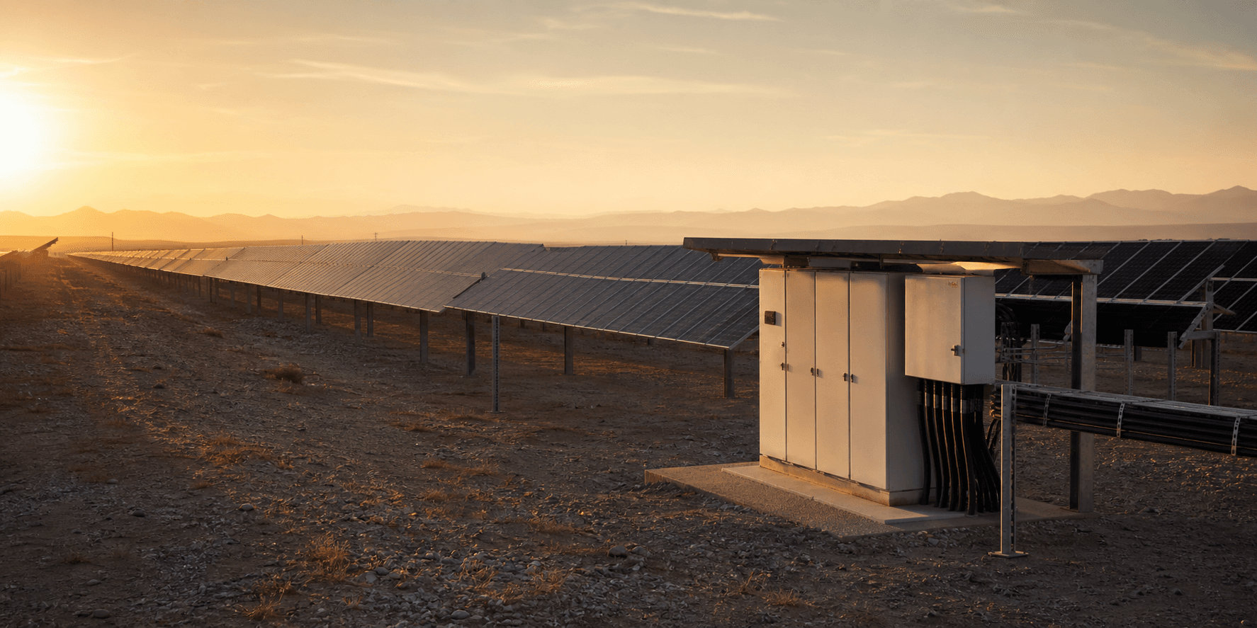 Solar power plant with photovoltaic DC distribution equipment